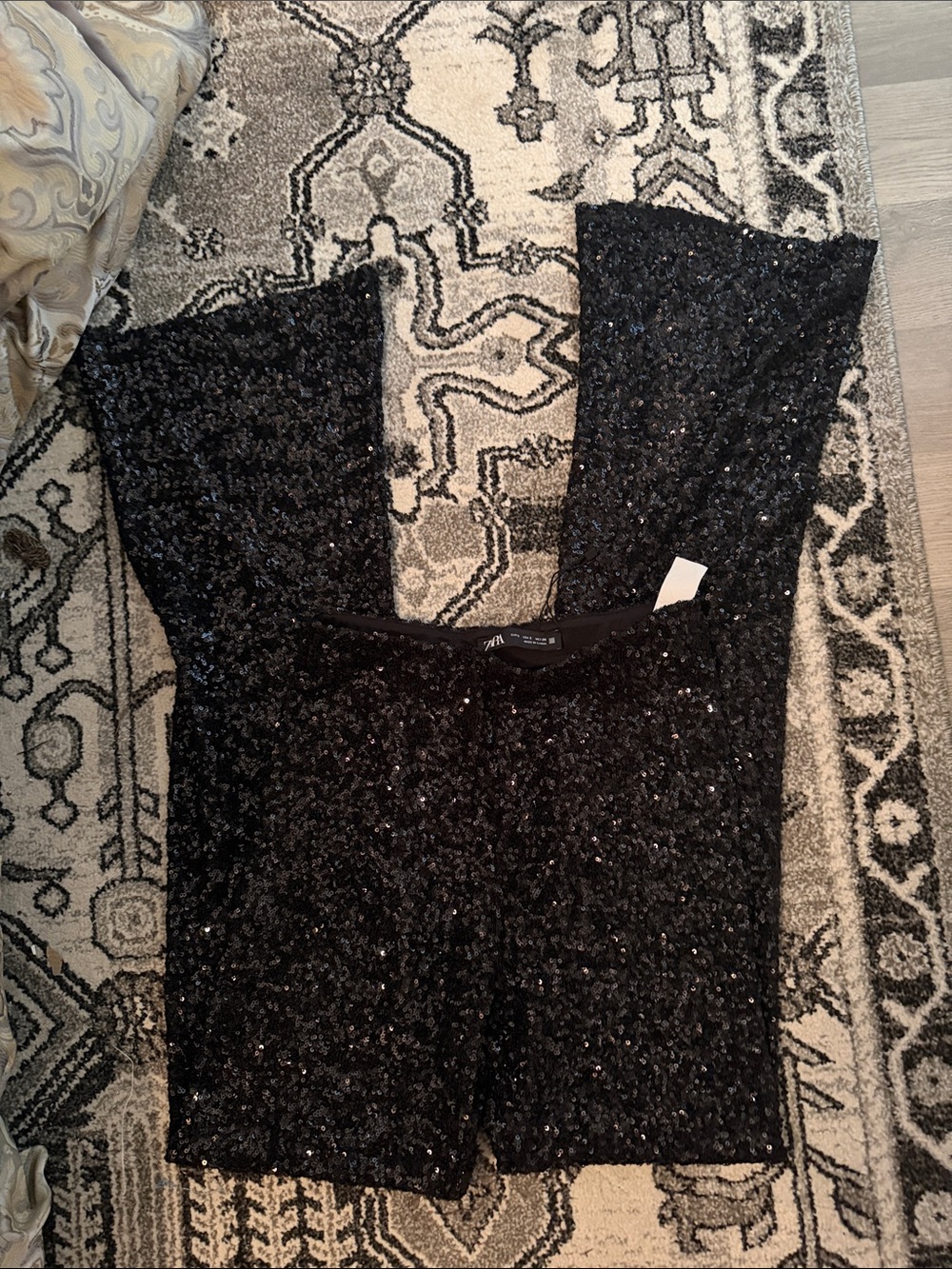 Black Sequin Pants Zara